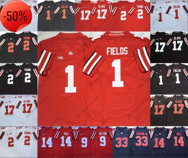 american college football wear ncaa osu 1 justin fields college 2 jk dobbins 17 chris olave ohio state buckeyes football stitched mens jerse, Black;red
american college football wear ncaa osu 1 justin fields college 2 jk dobbins 17 chris olave ohio state buckeyes football stitched mens jerse, Black;red
