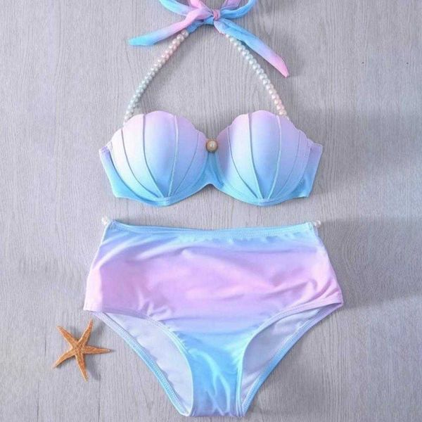 women's swimwear 2pcsset split bikini gradient color shell appearance twopiece high stretch off shoulder swimwear for beach z0613, White;black
women's swimwear 2pcsset split bikini gradient color shell appearance twopiece high stretch off shoulder swimwear for beach z0613, White;black