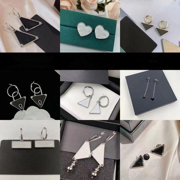 p designer jewelry inverted triangle earrings letter p black and white enamel full diamond earrings for men and women, Silver
p designer jewelry inverted triangle earrings letter p black and white enamel full diamond earrings for men and women, Silver