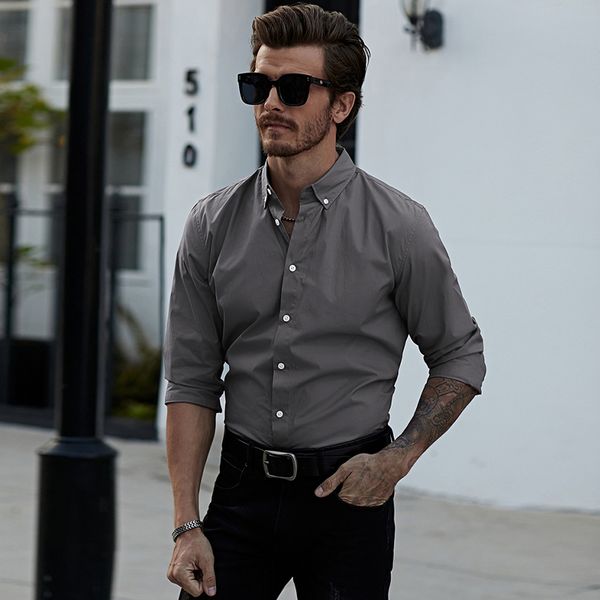 solid color button-down shirts for men: long sleeve shirts and casual shirt sleeves, White;black
solid color button-down shirts for men: long sleeve shirts and casual shirt sleeves, White;black