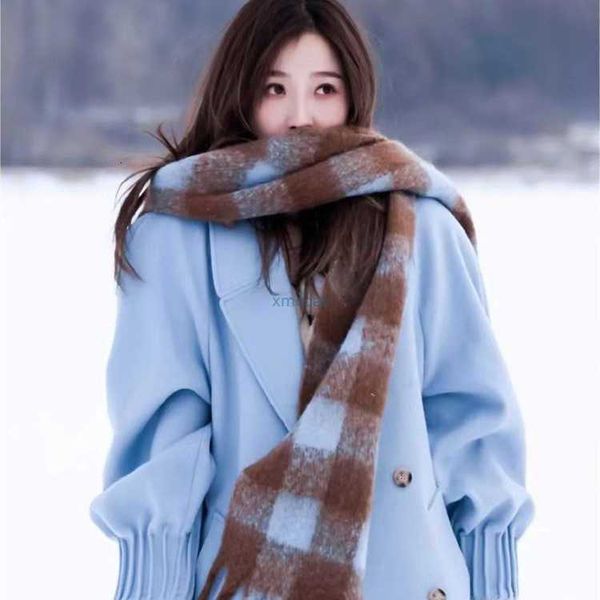 scarves yu shuxin's same blue checked scarf for women in winter thickened warm imitation mohair ac rainbow shawl, Blue;gray
scarves yu shuxin's same blue checked scarf for women in winter thickened warm imitation mohair ac rainbow shawl, Blue;gray