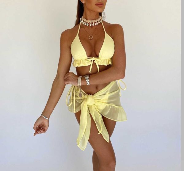 women's swimwear melphieer lady's summer new yellow lilac bikini 3 pcs swimsuit with mesh short beach sarong swimwear biquini beac, White;black
women's swimwear melphieer lady's summer new yellow lilac bikini 3 pcs swimsuit with mesh short beach sarong swimwear biquini beac, White;black