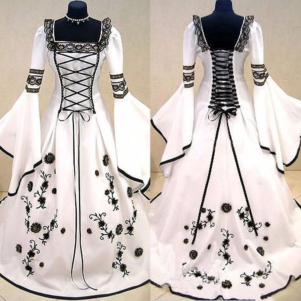 medieval wedding dresses witch celtic tudor renaissance black and white long sleeve gothic victorian corset bridal gown
medieval wedding dresses witch celtic tudor renaissance black and white long sleeve gothic victorian corset bridal gown