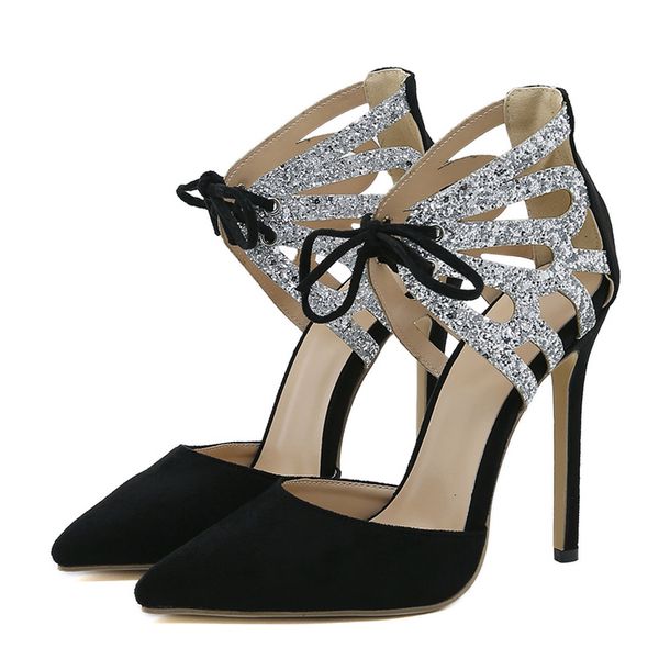 liyke 2023 new glitter sequined hollow out women pumps sandals pointed toe strappy heels party prom shoes stilettos mujer, Black
liyke 2023 new glitter sequined hollow out women pumps sandals pointed toe strappy heels party prom shoes stilettos mujer, Black