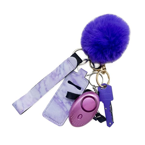 purple coloe selling women's self-defense keychain five-piece alarm hook with liquid bottle sleeve hairball knife security keychain, Silver
purple coloe selling women's self-defense keychain five-piece alarm hook with liquid bottle sleeve hairball knife security keychain, Silver