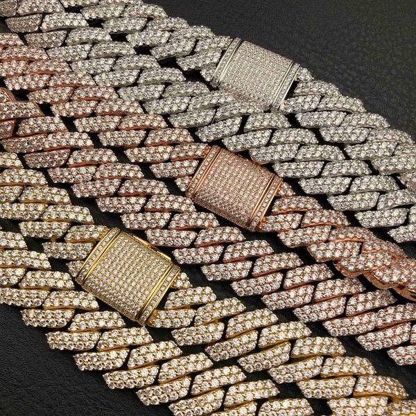 19mm 2 row prong cuban chain 18k gold rose gold and white gold, Silver
19mm 2 row prong cuban chain 18k gold rose gold and white gold, Silver