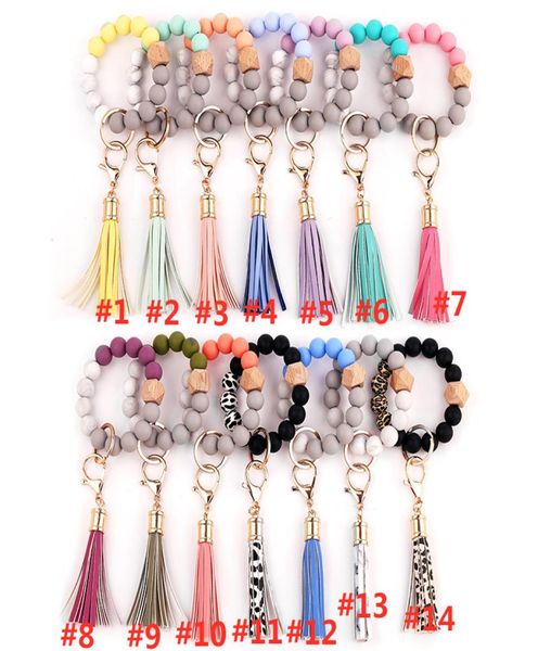 leather tassel wood bead key chains women bracelet key ring food grade silicone bead bracelet key chain 91286159973, Silver
leather tassel wood bead key chains women bracelet key ring food grade silicone bead bracelet key chain 91286159973, Silver