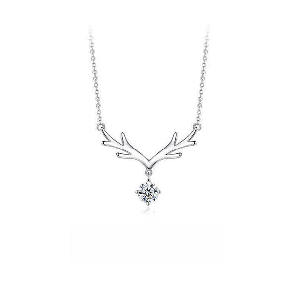 carline brand jewelry clavicle chain female moissanite pendant 18k white gold antler necklace luxury valentine's day gift, Silver
carline brand jewelry clavicle chain female moissanite pendant 18k white gold antler necklace luxury valentine's day gift, Silver