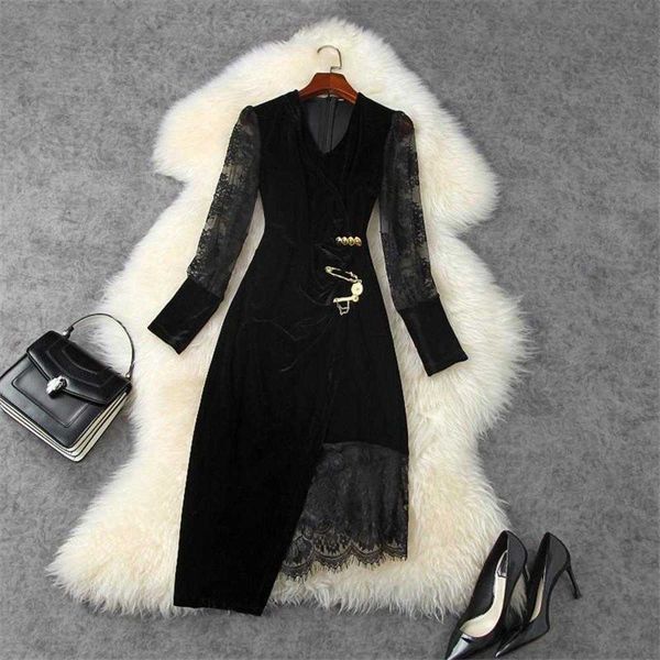 elegant lady vestidos 2021 fashion runway designers long sleeve lace patchwork party black velvet dress women autumn casual dresses, Black;gray
elegant lady vestidos 2021 fashion runway designers long sleeve lace patchwork party black velvet dress women autumn casual dresses, Black;gray