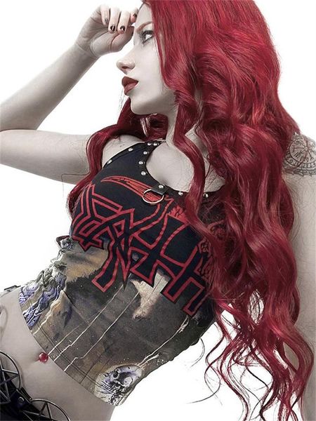 t-shirt dark wind summer new harajuku vintage gothic print knock nail tight beautiful back hanging neck suspender female y2k, White
t-shirt dark wind summer new harajuku vintage gothic print knock nail tight beautiful back hanging neck suspender female y2k, White