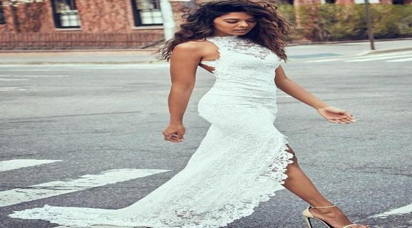 high split mermaid lace wedding dresses beach 2019 selling new court train sleeveless high neck backless bridal gowns cus8335013, White
high split mermaid lace wedding dresses beach 2019 selling new court train sleeveless high neck backless bridal gowns cus8335013, White
