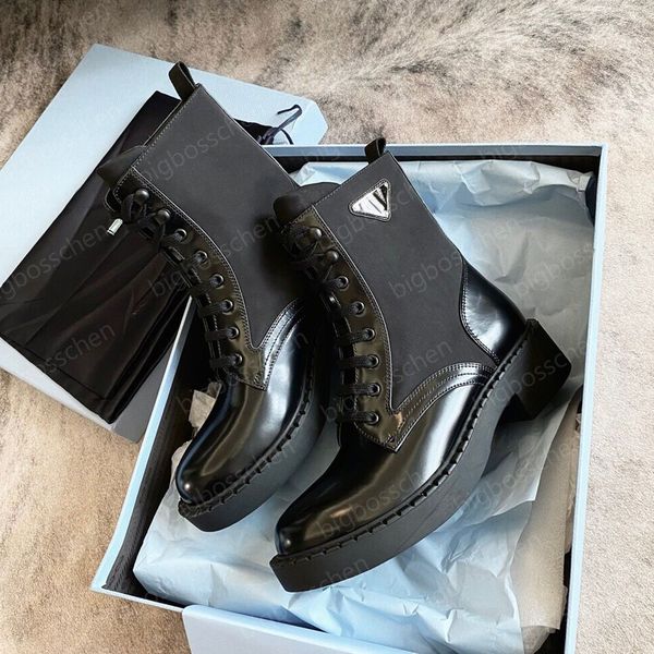 women's designer boots martin boots triangle tag nylon mid boots lace up knight boots winter women's shoes chelsea motorcycle ridi, Black
women's designer boots martin boots triangle tag nylon mid boots lace up knight boots winter women's shoes chelsea motorcycle ridi, Black