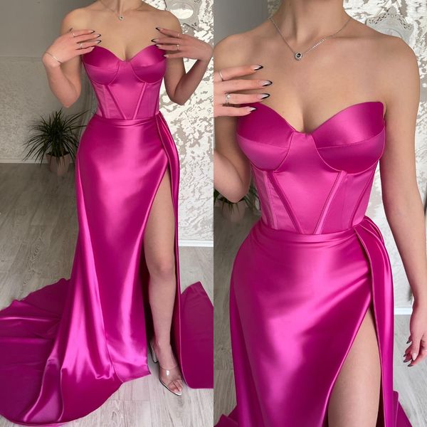 elegant rosy pink prom dresses sweetheart satin party evening gowns bone bodice split formal long special occasion dress, Black
elegant rosy pink prom dresses sweetheart satin party evening gowns bone bodice split formal long special occasion dress, Black