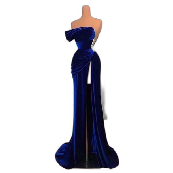 royal blue velvet mermaid prom long evening dress strapless robe de soiree dubai formal gowns high split evening dresses, Black
royal blue velvet mermaid prom long evening dress strapless robe de soiree dubai formal gowns high split evening dresses, Black