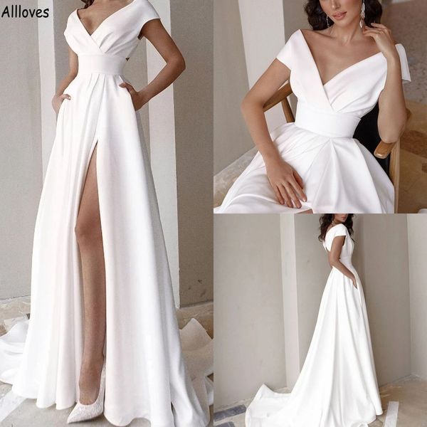 plus size v neck simple white wedding dresses for bride cap sleeves stretchy boho garden bridal gowns thigh high split hole back a line rece
plus size v neck simple white wedding dresses for bride cap sleeves stretchy boho garden bridal gowns thigh high split hole back a line rece