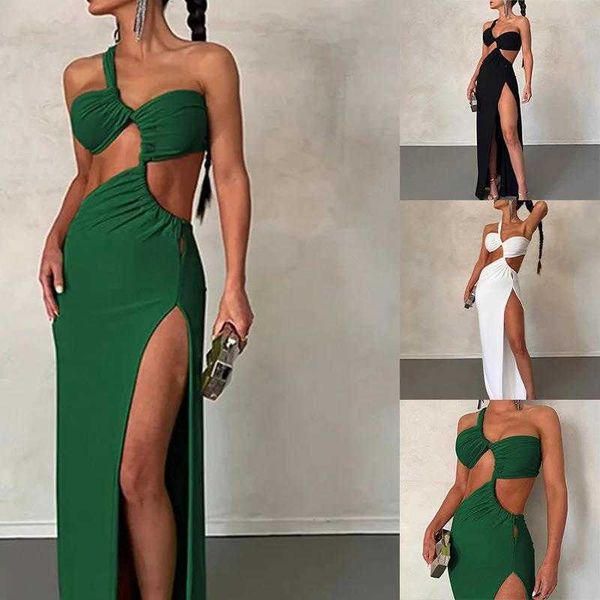 summer womens personalized trendy dress one shoulder open bone fashionable with side slit, Black;gray
summer womens personalized trendy dress one shoulder open bone fashionable with side slit, Black;gray