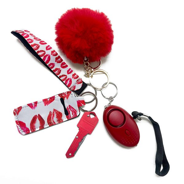 red 8 coloe selling women's self-defense keychain five-piece alarm hook with liquid bottle sleeve hairball knife security keychain, Silver
red 8 coloe selling women's self-defense keychain five-piece alarm hook with liquid bottle sleeve hairball knife security keychain, Silver