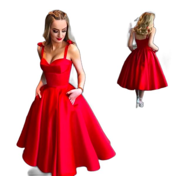 little red tea length short cocktail dresses a line satin spaghetti straps open back short prom gowns red carpet celebrity dress, Black
little red tea length short cocktail dresses a line satin spaghetti straps open back short prom gowns red carpet celebrity dress, Black