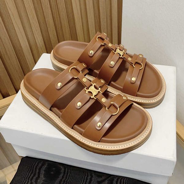 arc de triomphe rivet thick bottom slippers 2023 summer new flat brown genuine leather outer wear roman sandals for women65, Black
arc de triomphe rivet thick bottom slippers 2023 summer new flat brown genuine leather outer wear roman sandals for women65, Black