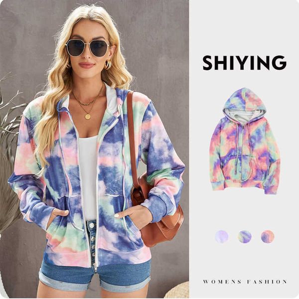 shi ying cardigan tie dyed long sleeved sweater for women's 2023 autumn new hooded zippered top, Black
shi ying cardigan tie dyed long sleeved sweater for women's 2023 autumn new hooded zippered top, Black