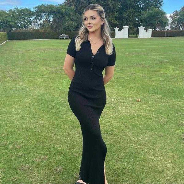 summer polo collar single breasted dress split slim fit sheath womens clothing, Black;gray
summer polo collar single breasted dress split slim fit sheath womens clothing, Black;gray