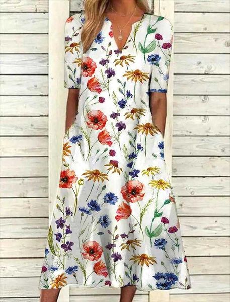 summer womens clothing dress casual v neck floral print short sleeve mid length, Black;gray
summer womens clothing dress casual v neck floral print short sleeve mid length, Black;gray
