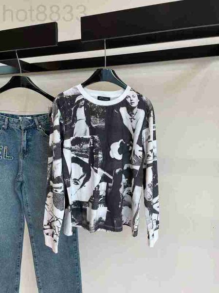 women's t-shirt designer spring and summer new style casual fashion simple versatile black white film portrait print round neck long sl
women's t-shirt designer spring and summer new style casual fashion simple versatile black white film portrait print round neck long sl