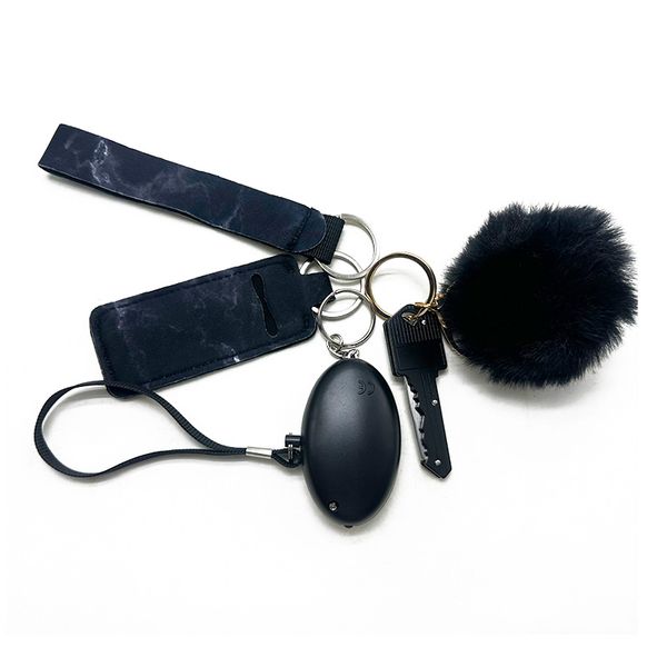 black 8 coloe selling women's self-defense keychain five-piece alarm hook with liquid bottle sleeve hairball knife security keychain, Silver
black 8 coloe selling women's self-defense keychain five-piece alarm hook with liquid bottle sleeve hairball knife security keychain, Silver