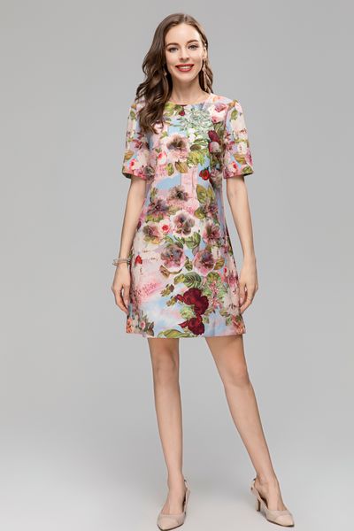 designer dress 2023 spring and autumn women's beaded dress fashion cloud flower print round neck short sleeve elegant dress 3d flower d, Black
designer dress 2023 spring and autumn women's beaded dress fashion cloud flower print round neck short sleeve elegant dress 3d flower d, Black
