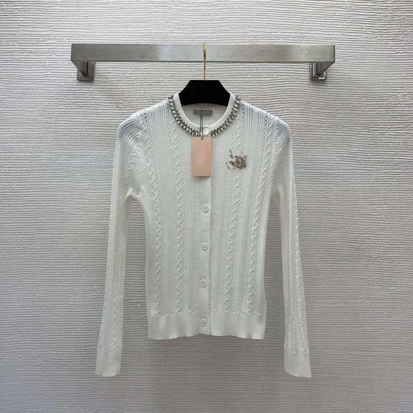 23ss women sweater women designer clothes heavy industry diamond studded bead hollow out perspective dough twists pattern long sleeve knit w, White;black
23ss women sweater women designer clothes heavy industry diamond studded bead hollow out perspective dough twists pattern long sleeve knit w, White;black