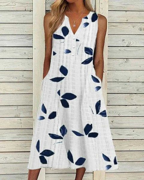 summer a line skirt womens dresses casual pocket high waist v neck leaves long dress, Black;gray
summer a line skirt womens dresses casual pocket high waist v neck leaves long dress, Black;gray