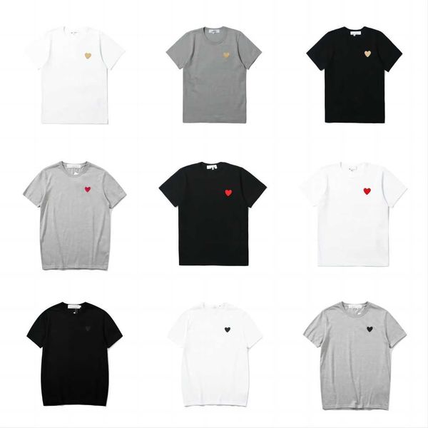 2023 summer mens tshirts cdgs play t shirt commes short sleeve womens des badge garcons embroidery heart short sleeve red heart hy, White;black