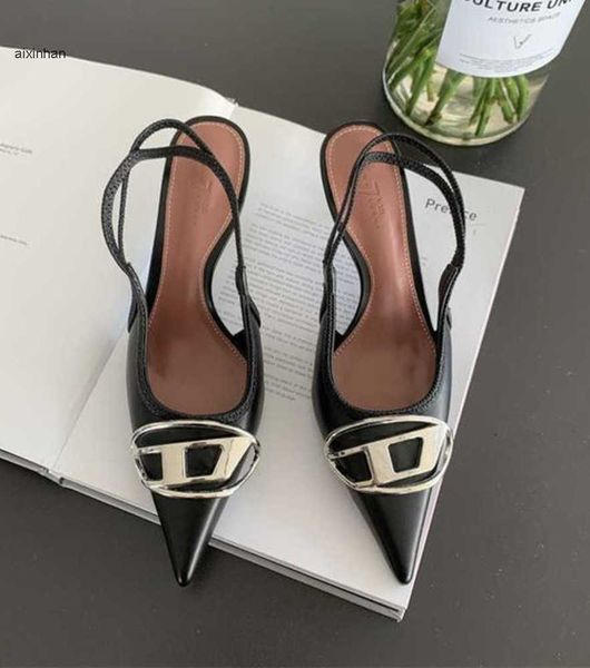 die high-heeled shoes women's thin heels spring shallow metal buckle back hollow pointed sandal789, Black 
die high-heeled shoes women's thin heels spring shallow metal buckle back hollow pointed sandal789, Black