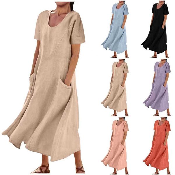 summer solid casual dresses color cotton linen pocket short sleeve round neck dress womens clothing, Black;gray
summer solid casual dresses color cotton linen pocket short sleeve round neck dress womens clothing, Black;gray