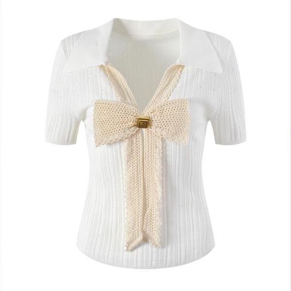 602 l 2023 summer sweaters women's pullover sweater striped black white lapel neck short sleeve brand same style women's yl, White;black
602 l 2023 summer sweaters women's pullover sweater striped black white lapel neck short sleeve brand same style women's yl, White;black