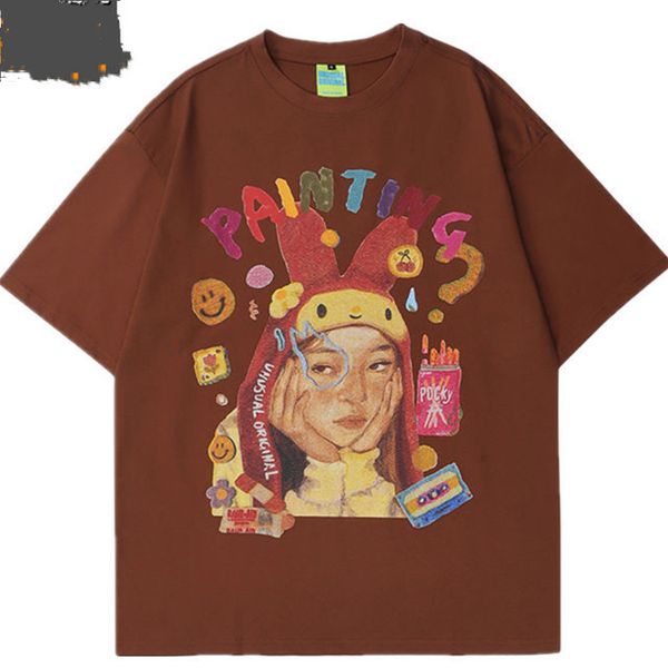 boho cotton funny character print 2022 short-sleeved t-shirt women men students korean version loose tide brand summer, White
boho cotton funny character print 2022 short-sleeved t-shirt women men students korean version loose tide brand summer, White