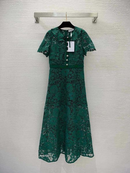 23ss summer dresses women dress women designer clothes water soluble lace fabric with diamond button bow knot lapel large swing short sleeve, Black;gray
23ss summer dresses women dress women designer clothes water soluble lace fabric with diamond button bow knot lapel large swing short sleeve, Black;gray