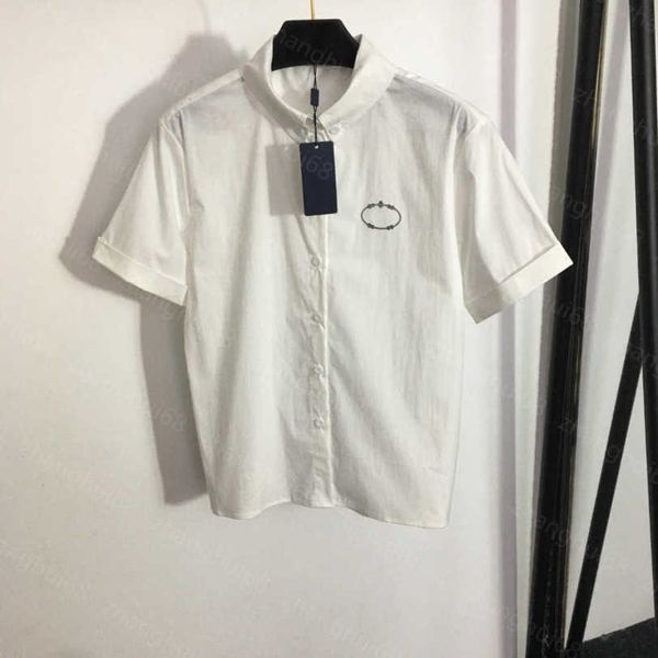 23ss womens designer clothing high neck blouse women shirt summer new lapel monogram insignia cotton short-sleeved shirt women clothes a1, White
23ss womens designer clothing high neck blouse women shirt summer new lapel monogram insignia cotton short-sleeved shirt women clothes a1, White