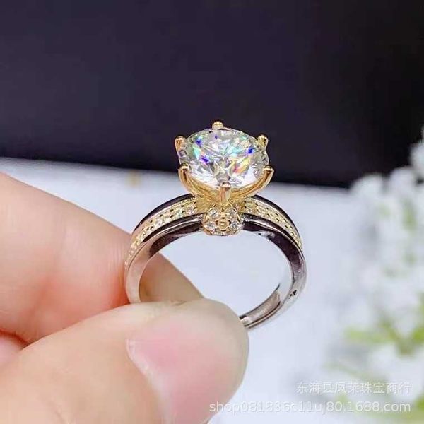 original designer new 2-claw ka family two-color mosonite diamond ring with high clarity 925 silver gold-plated wedding
original designer new 2-claw ka family two-color mosonite diamond ring with high clarity 925 silver gold-plated wedding
