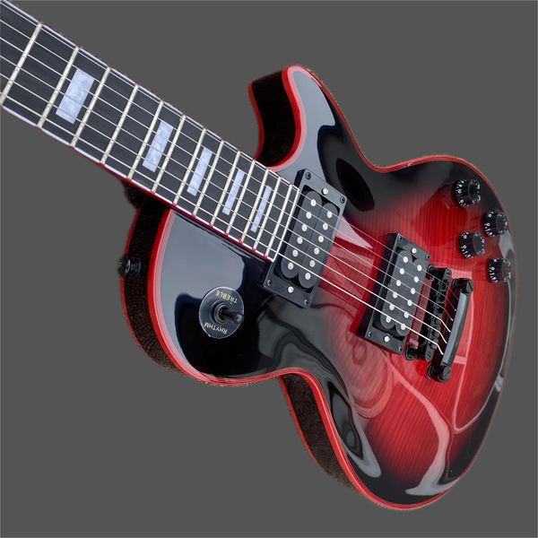 custom electric guitar, mahogany, large flower, red logo and binding, red pearl inlay, black emg cartridges and accessories, st456
custom electric guitar, mahogany, large flower, red logo and binding, red pearl inlay, black emg cartridges and accessories, st456