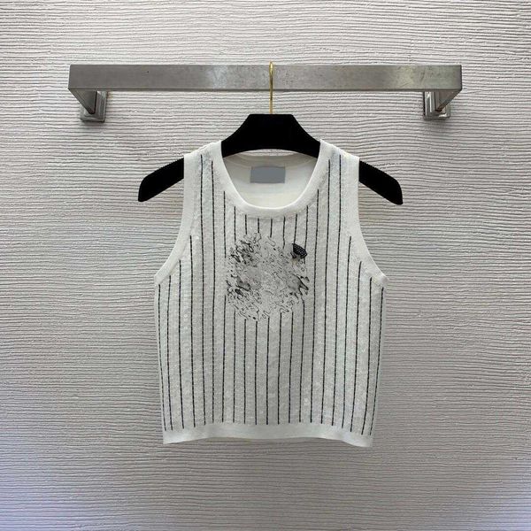 23ss womens knits women designer clothes summer new celebrity style letter logo vertical stripe sequin knitted tank women clothes, White
23ss womens knits women designer clothes summer new celebrity style letter logo vertical stripe sequin knitted tank women clothes, White