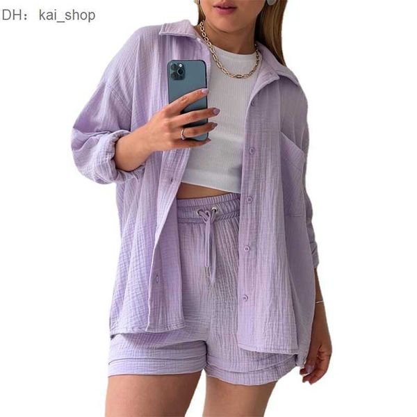 2023 wrinkle collar long sleeve shirt high waist drawstring shorts fashion casual piece set1, White
2023 wrinkle collar long sleeve shirt high waist drawstring shorts fashion casual piece set1, White