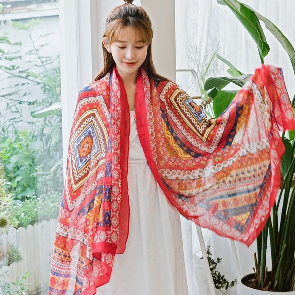 new printed national wind cotton and hemp scarf women' beach towel sun protection travel air conditioning shawl scarf scarf, Blue;gray
new printed national wind cotton and hemp scarf women' beach towel sun protection travel air conditioning shawl scarf scarf, Blue;gray
