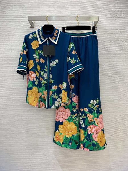 23ss women pants sets women designer clothes female green leaf flower print fashion buckle lapel short-sleeved shirt elastic waist trousers, White
23ss women pants sets women designer clothes female green leaf flower print fashion buckle lapel short-sleeved shirt elastic waist trousers, White