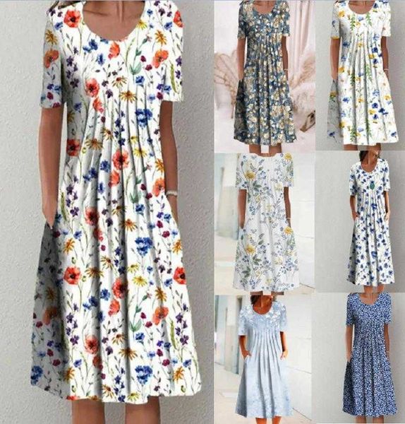 summer dresses womens clothing pocket casual floral round neck midi dress short sleeve, Black;gray
summer dresses womens clothing pocket casual floral round neck midi dress short sleeve, Black;gray
