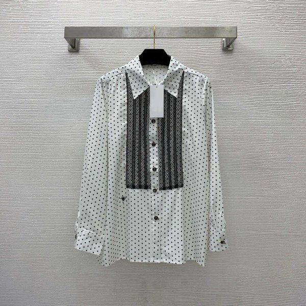 23ss high neck blouse women shirt women designer clothes bee embroidery lace contrast panel buckle lapel long sleeve dotted shirt women clot, White
23ss high neck blouse women shirt women designer clothes bee embroidery lace contrast panel buckle lapel long sleeve dotted shirt women clot, White