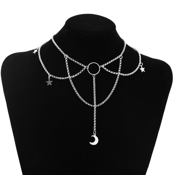 gothic fashion dainty chain crescent moon and stars choker witch necklace silver colour pendant punk jewelry women gift, Golden;silver
gothic fashion dainty chain crescent moon and stars choker witch necklace silver colour pendant punk jewelry women gift, Golden;silver