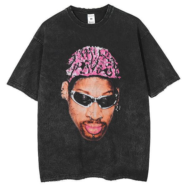 basketball star dennis rodman short sleeve t-shirt high washed fashion, White;black
basketball star dennis rodman short sleeve t-shirt high washed fashion, White;black