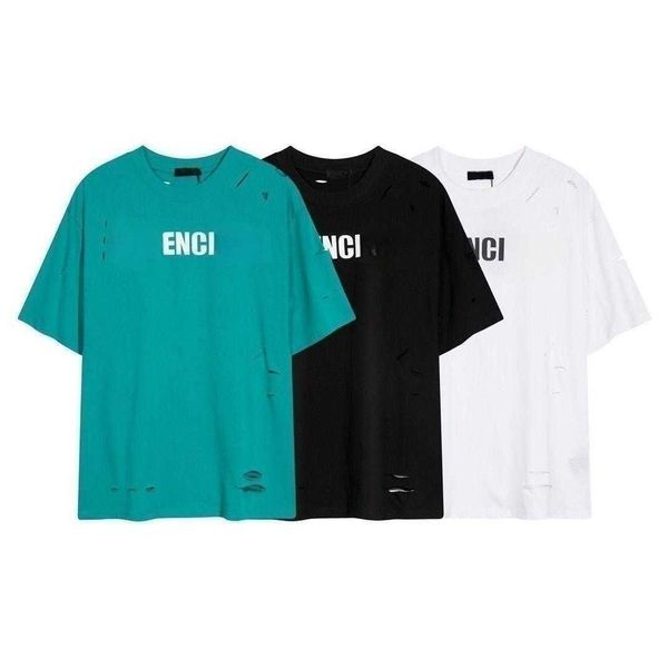 high version mens t shirt fashion hole letter printing tee designer t shirt men women summer round neck short sleeved shirt cotton t-shirt, White;black
high version mens t shirt fashion hole letter printing tee designer t shirt men women summer round neck short sleeved shirt cotton t-shirt, White;black