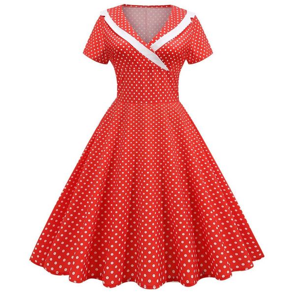 h womens hepburn style retro dress v neck short sleeves and dots large swing, Black;gray
h womens hepburn style retro dress v neck short sleeves and dots large swing, Black;gray